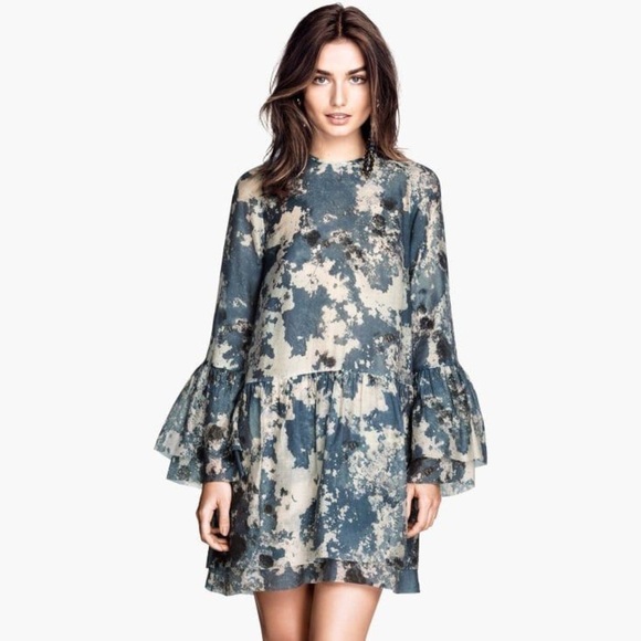 H&M Dresses & Skirts - H&M Conscious bell sleeve sheer dress size 6 Lyocell blend